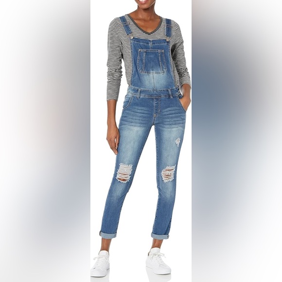 Wallflower Denim - Wallflower Overalls Bibs Denim Distressed Women’s Size S EUC